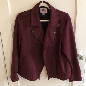 Maroon faux suede Moto jacket from Old Navy XL